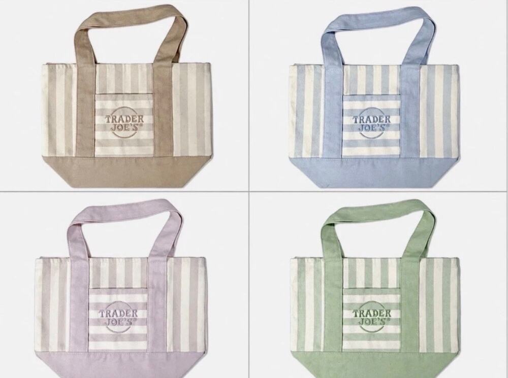 Trader Joe’s 2026 Spring Collection pastel mini tote cotton bags set of 4